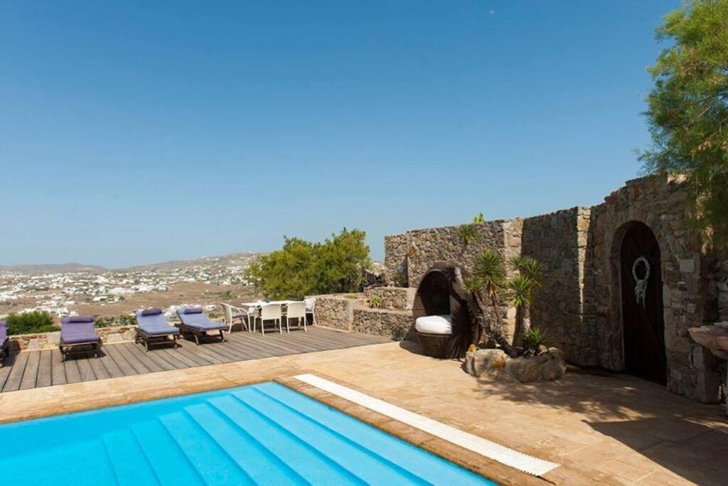 Dreamy Boho 5Bed Villa With Pool And Ocean View Mykonos Town Eksteriør billede